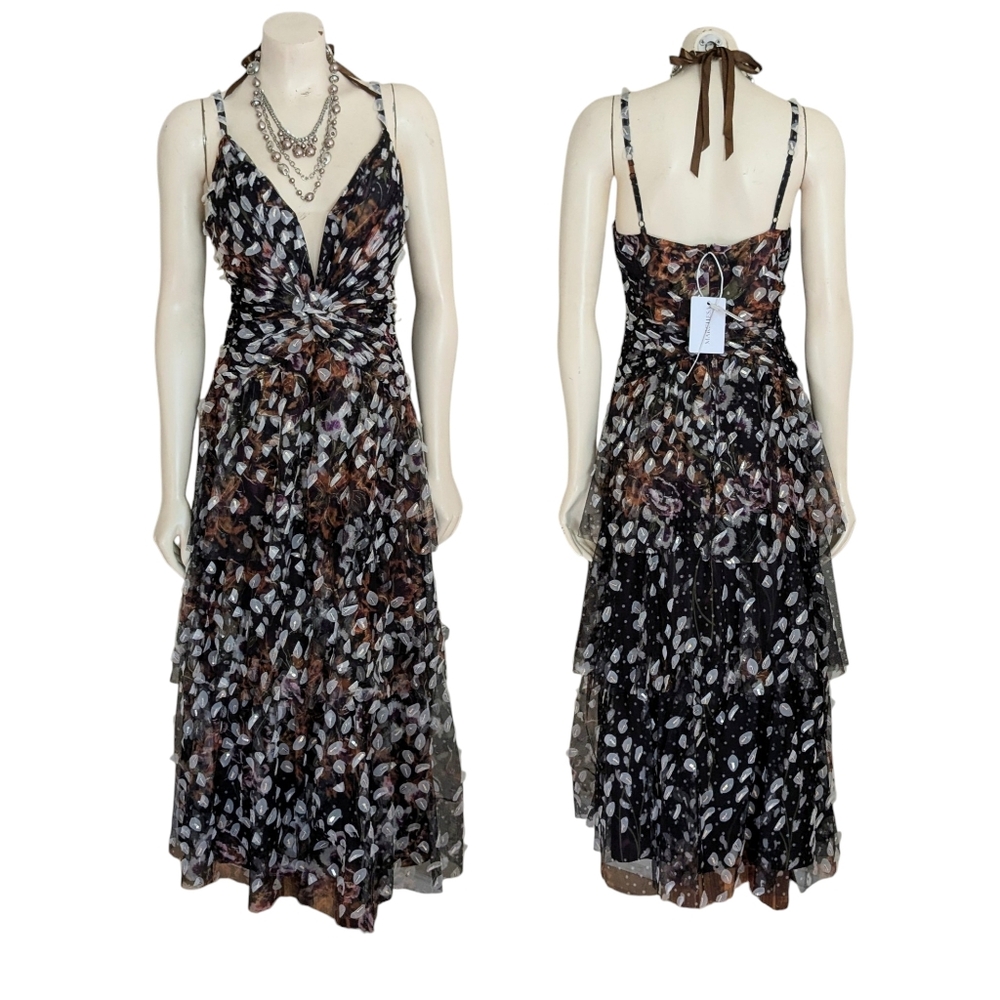 Marchesa Notte Tiered Tulle Evening Dress Size 12